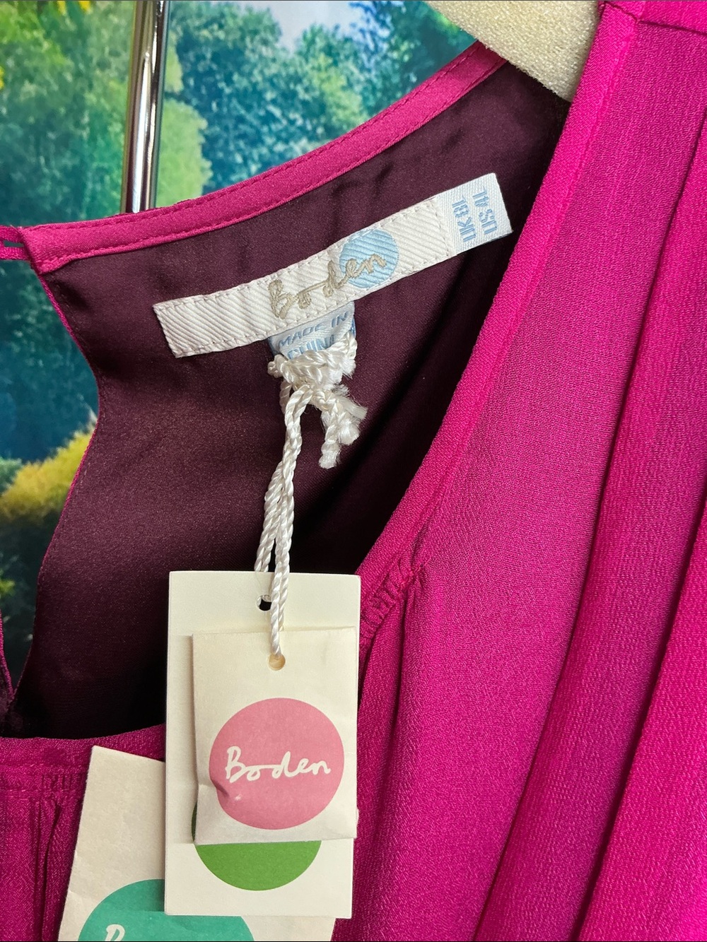 Boden Fuchsia Sleeveless Gathered Waist Dress. sz 4   #2216 - Picture 2 of 6